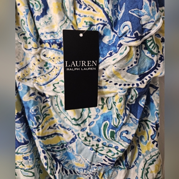 NWT Lauren by Ralph Lauren Off Short Short Sleeves Paisley Print Top - Picture 5 of 9